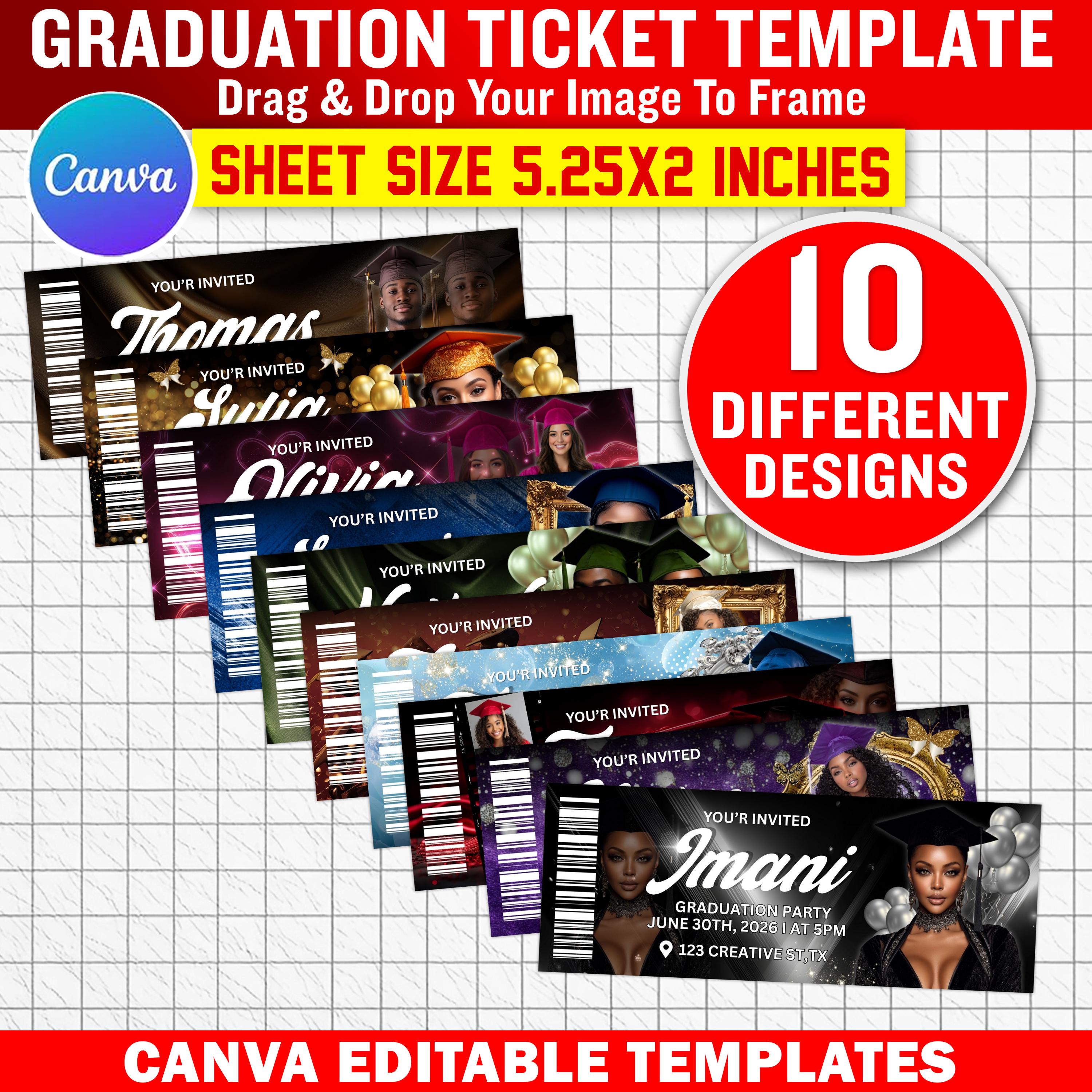 10x Editable Graduation Ticket Template | Class of 2026 Invitation ...