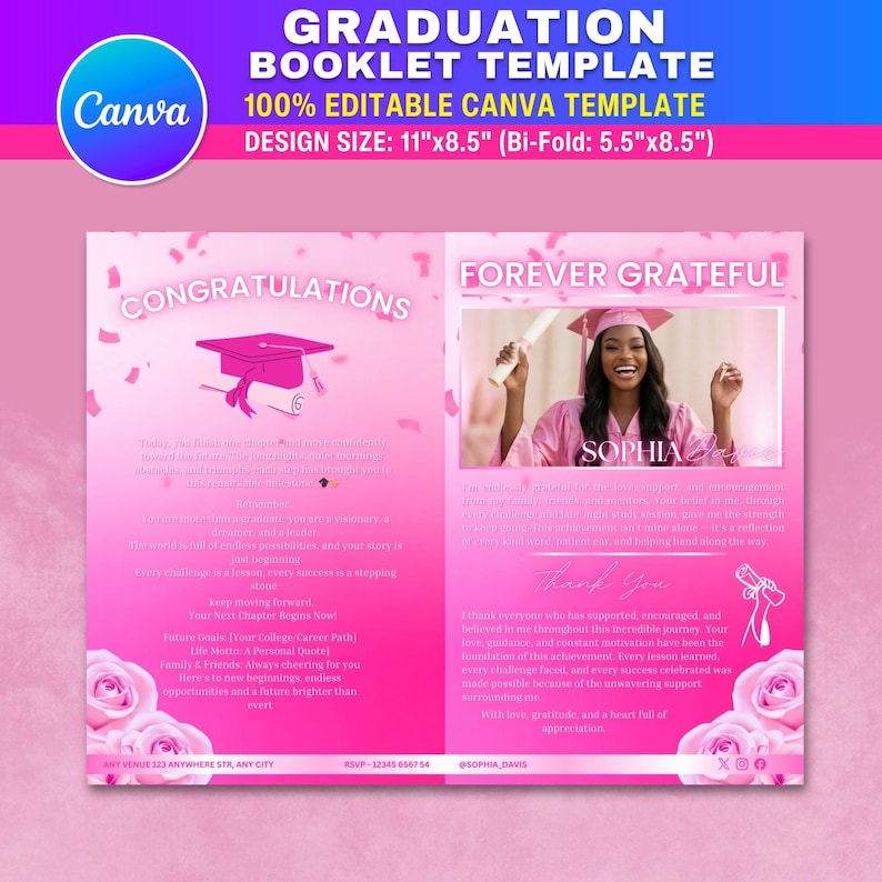 Class of 2026 Graduation Booklet Template Elite Senior Memory Book