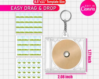 Mini Album CD Keychain Template | Jewel Case Insert & Cover | Editable CD Album Keychain Template | Canva Editable | Digital Download