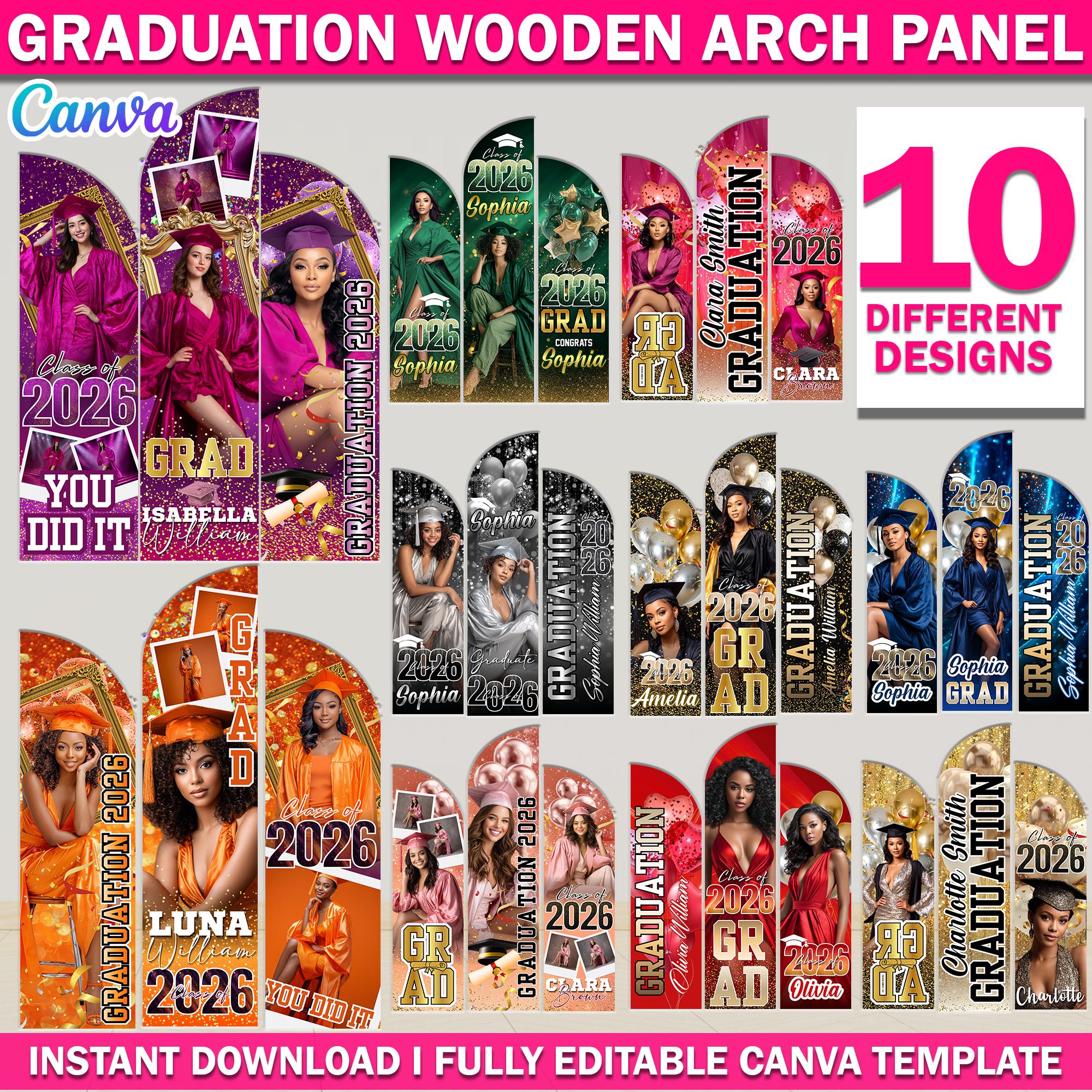 10x Graduation Wooden Arch Panel Canva Designs, Grad Wooden Arch ...