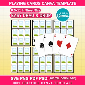 Playing Cards Canva Template | Editable Poker Card Frames | Drag & Drop Custom Game Cards | Printable Canva Template | DIY Party Game Design