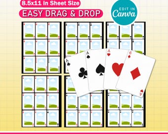 Plantilla de Canva para naipes / Marcos editables para naipes de póker / Naipes personalizados con función de arrastrar y soltar / Plantilla de Canva imprimible / Diseño de juegos de fiesta DIY
