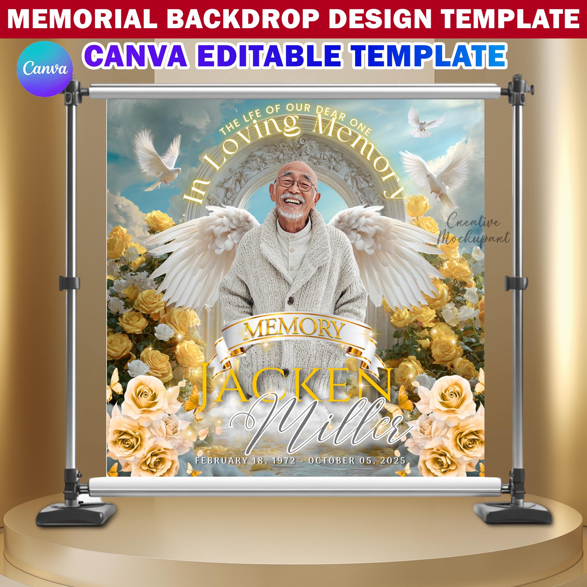 15x Memorial Backdrop Canva Template Design, in Loving Memory Diseplay ...