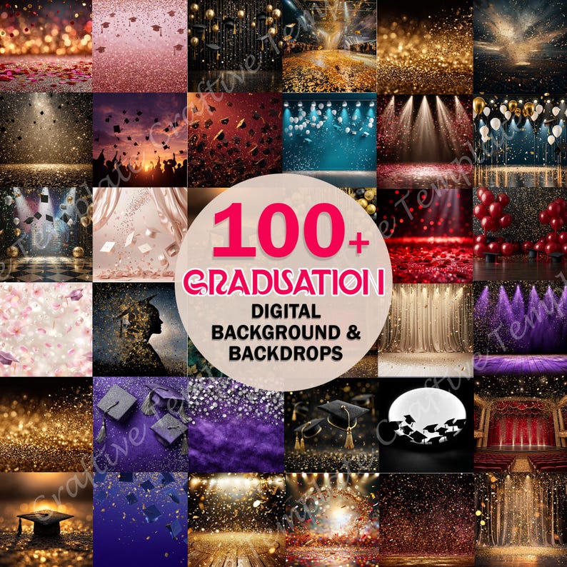 Graduation Informatics Background 100x Graduation Digital Backdrops Bundle | Senior Portrait Photography ...