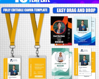 15 modelos de cartão de identificação de professor no Canva | Designs de crachás editáveis | Cartões de identificação personalizados para escolas e ensino domiciliar | Download digital editável do Canva