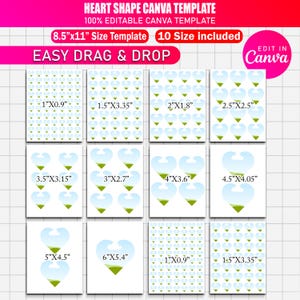 Heart Shape Canva Template Bundle | 10x Sizes Heart Necklace Photo Locket Gift | Editable Heart Button Template, Digital Heart Shape Designs