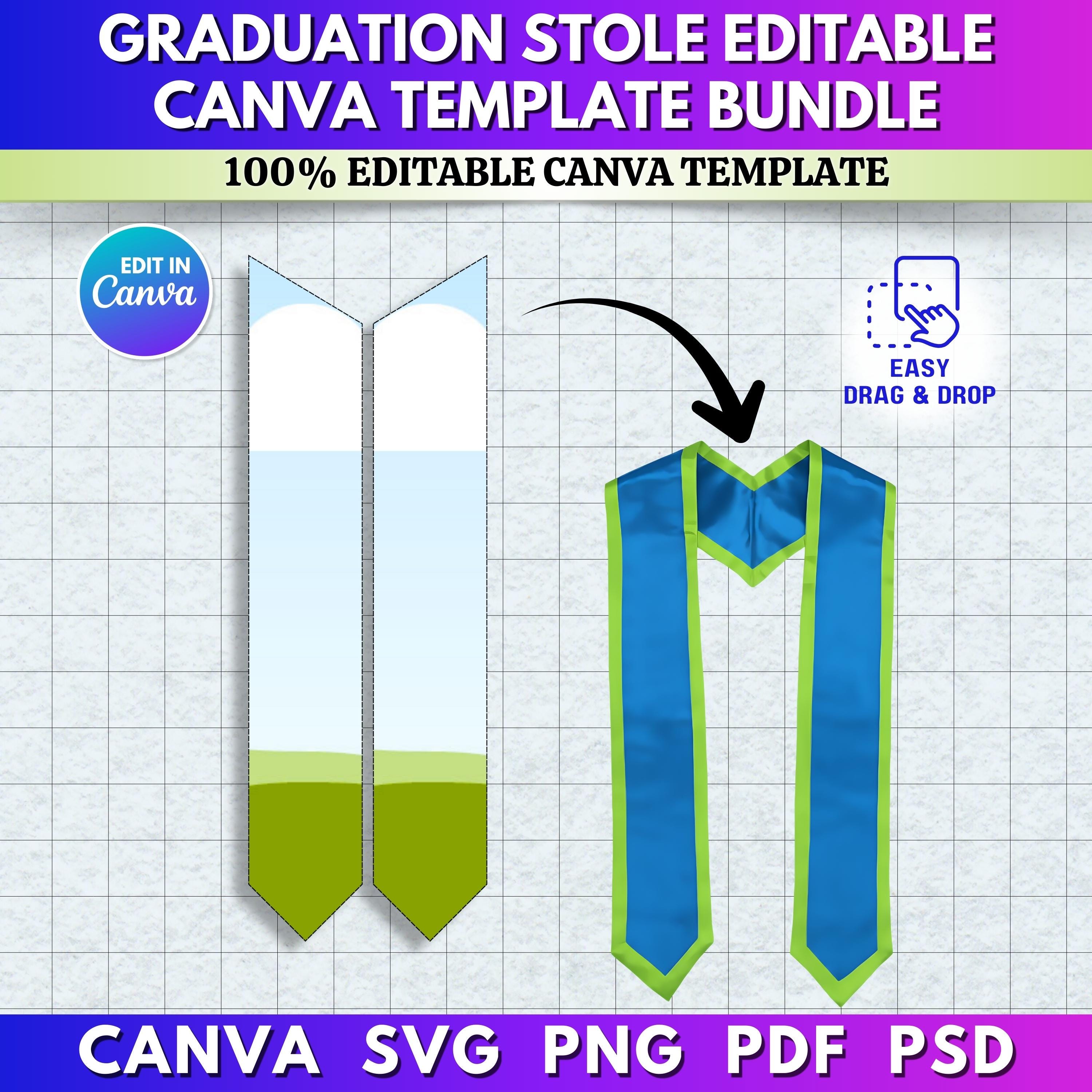 Editable Graduation Stole Canva Frame Template Grad 2026 Stole