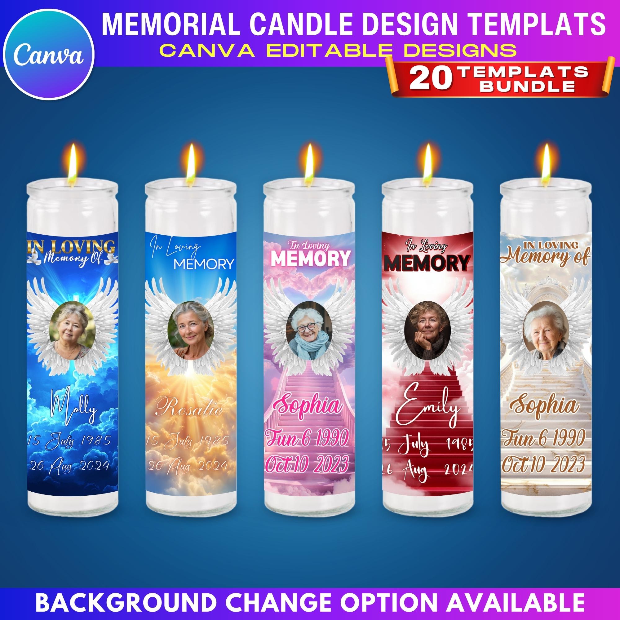20x Memorial Candle Label Bundle | in Loving Memory Canva Templates ...