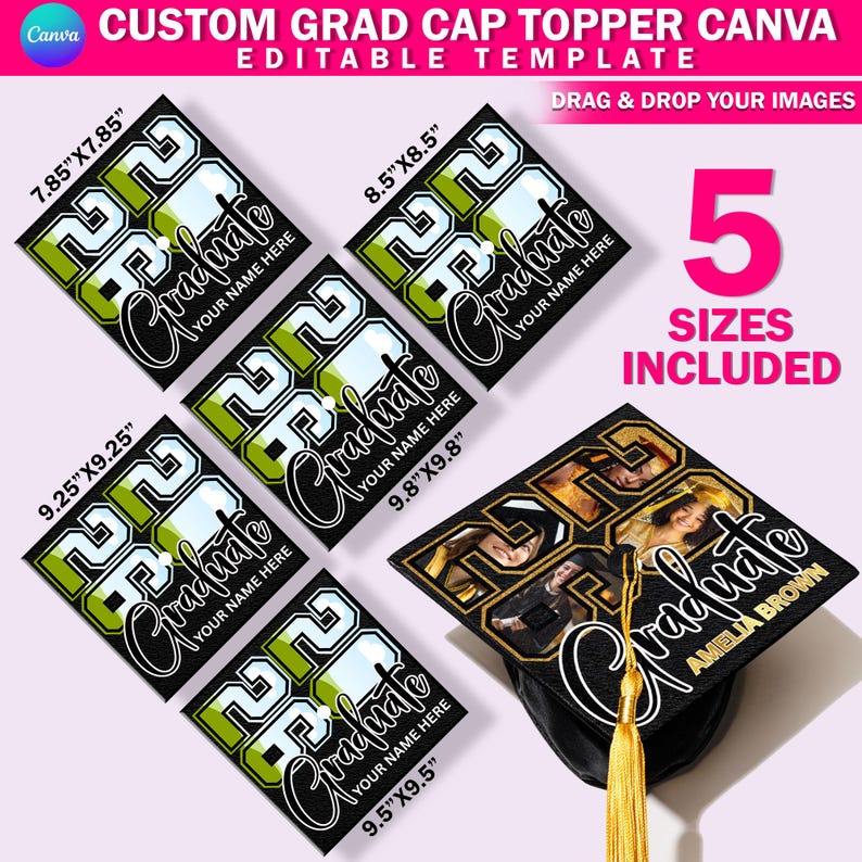 Modern Grad Cap Design Personalized Graduation Cap Topper | Custom Grad Cap Design | Class of ...