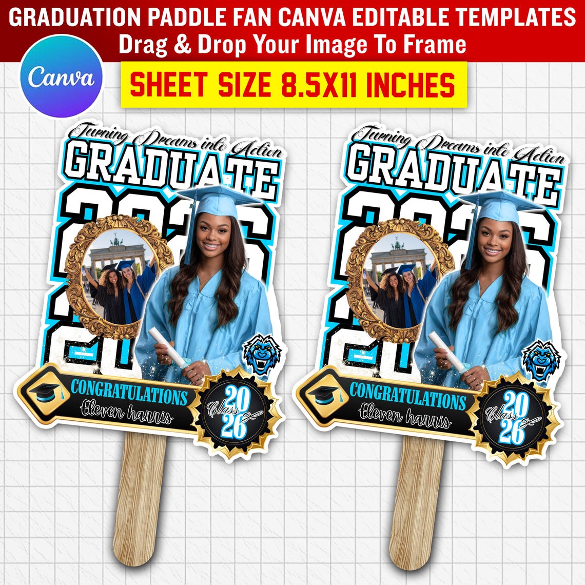Graduation Fan Paddle 2026 Template, Senior Class of 2026 Grad Photo ...