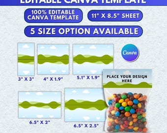 5x Treat Bag Toppers Template Bundle | Candy Bag Topper SVG PNG, Favor Bag Label Templates, Birthday & Party Gift Packaging,  Canva Editable