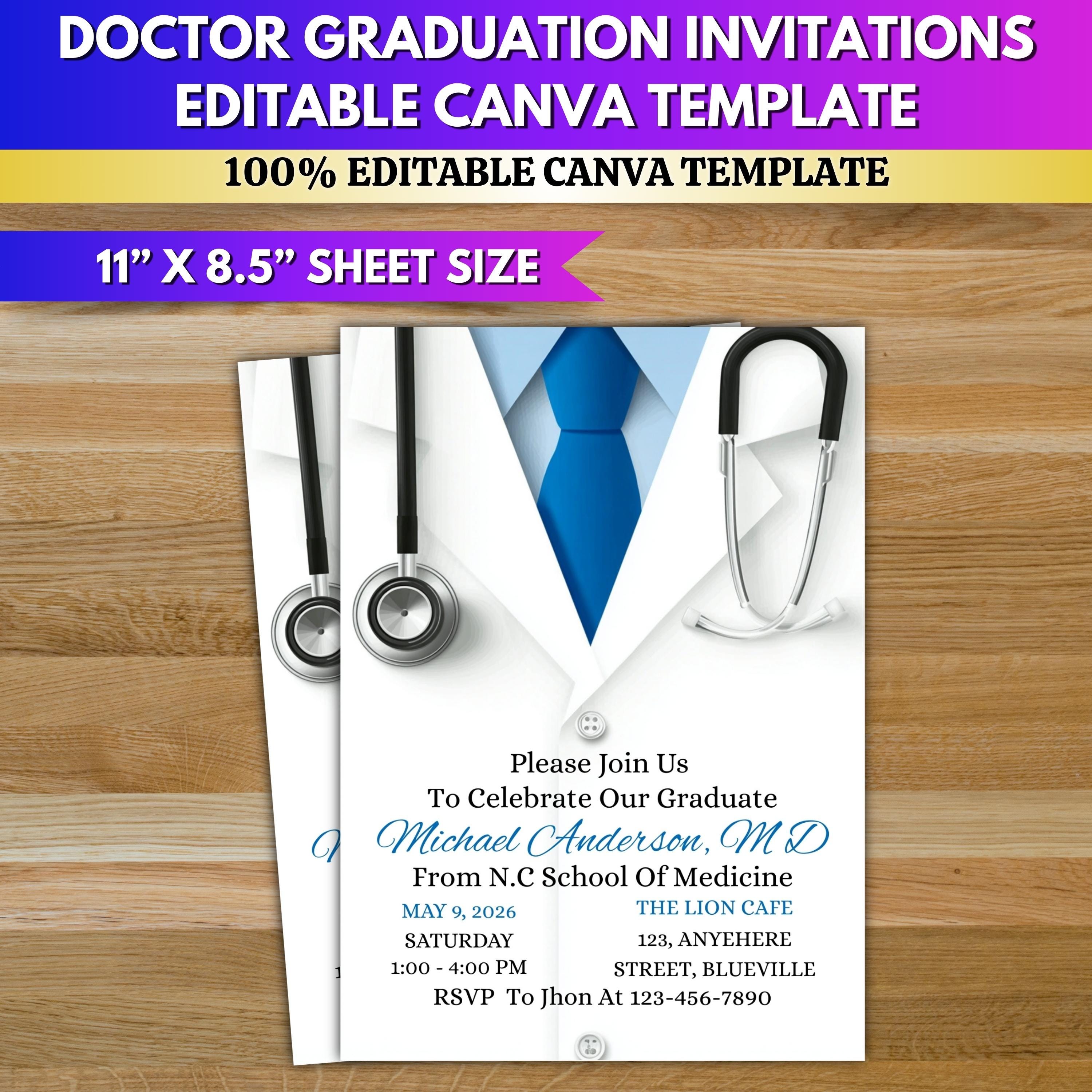 Doctor Graduation Invitations Template | Medical School Graduation ...