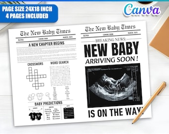 Newspaper Pregnancy Announcement | Custom Expecting Baby Times | Printed Physical Item & Digital File | Personalized Baby Announcement