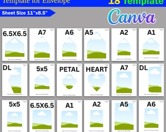 18x Bearbeitbare Umschlagvorlagen | DIY Canva Print Ihr eigenes Foto Umschlag Liner | Euro & Square Klappe in 10 Gängigsten Größen