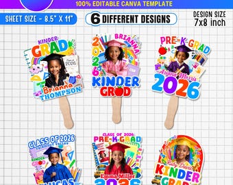 06x Pre-K & Kindergarten Graduation Fan Bundle | "Junior Graduate" Milestone Suite | Playful Cap  Keepsakes | Young Grad Photoshoot Props