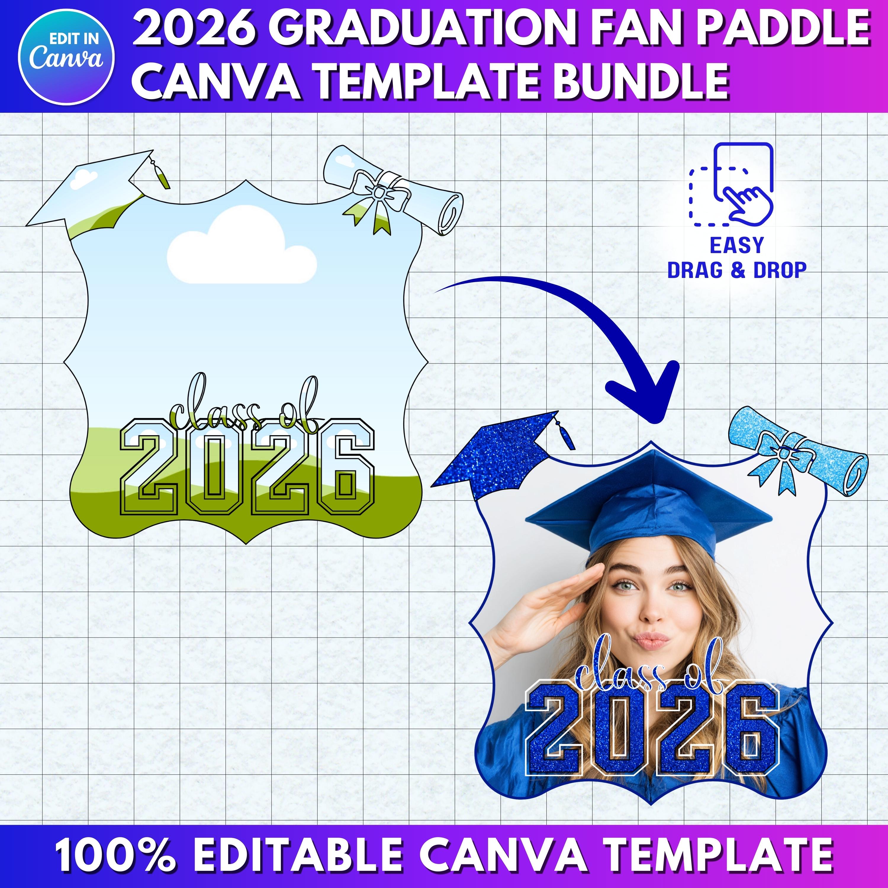 35x Graduation Fan Paddle 2026 Bundle | Canva Editable Grad Paddle ...