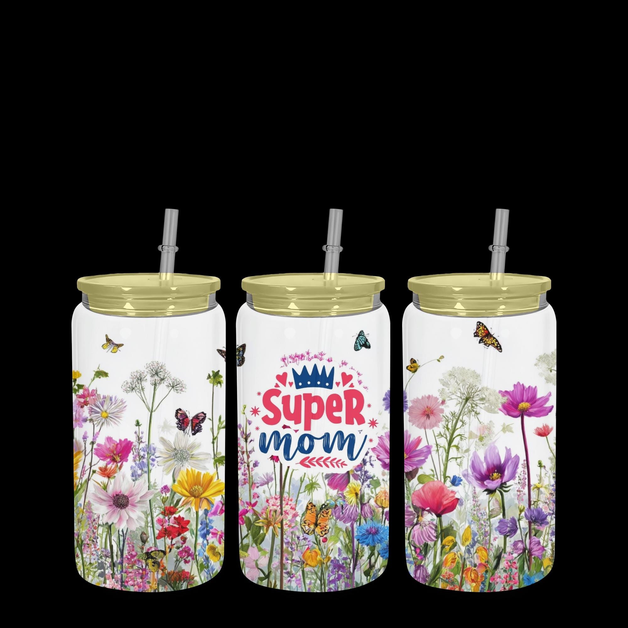 60x Blessed Mama 16oz Libbey Glass Can | Mother’s Day Floral Wrap ...