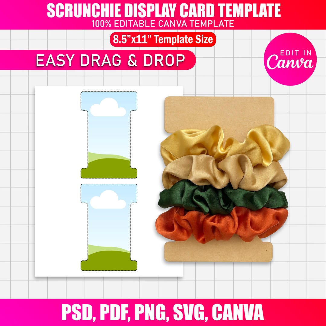 Scrunchie Display Card Template | Editable Scrunchie Tag & Label ...