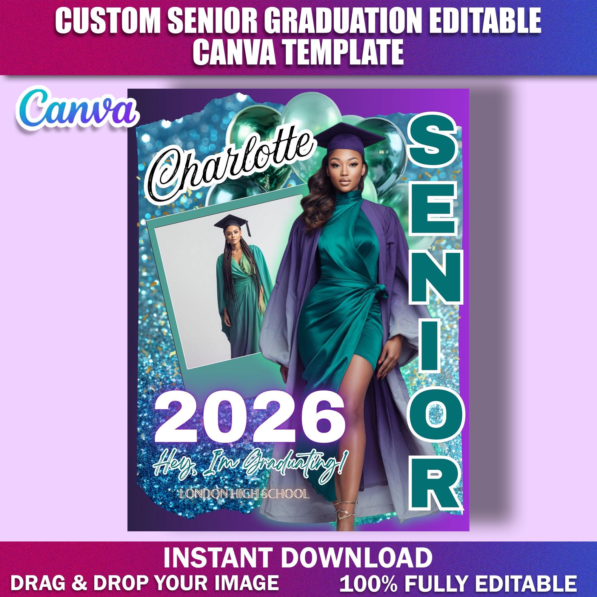 Custom Senior Graduation Template | Personalized Class of 2026 Photo ...