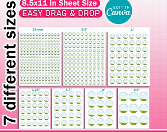 7x Circle Template Bundle | Round Label SVG PDF Png | Multipurpose Sticker Templates | Canva Editable Circle Design for DIY Printing