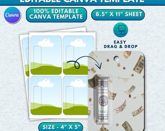 Money Holder Card Template | Money Gift Card SVG | Money Holder Printable | Gift Card Holder SVG | Editable Canva Digital Template