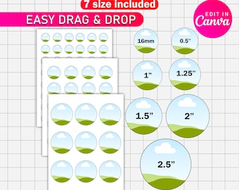 7x Circle Template Bundle | Round Label SVG PDF Png | Multipurpose Sticker Templates | Canva Editable Circle Design for DIY Printing