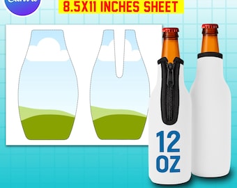 12 Unzen Bierflaschenkühler Vorlage | SVG PNG Sublimationsdatei | Beer Cooler Sleeve Wrap | Bearbeitbare Canva Vorlage | Digitaler Download