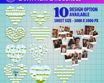 Plantilla editable de collage de fotos de corazones de Canva, marco de corazón para San Valentín, regalo de pareja personalizable, collage de amor romántico, marcos de amor de Canva