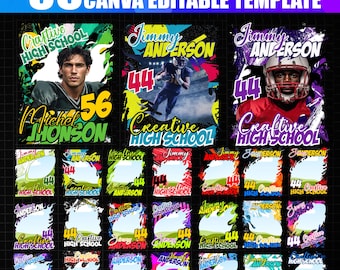 35 plantillas de camisetas de fútbol en lienzo / Paquete de camisetas con collage de fotos de equipo editables / Camisetas de fútbol personalizadas por sublimación, descarga digital