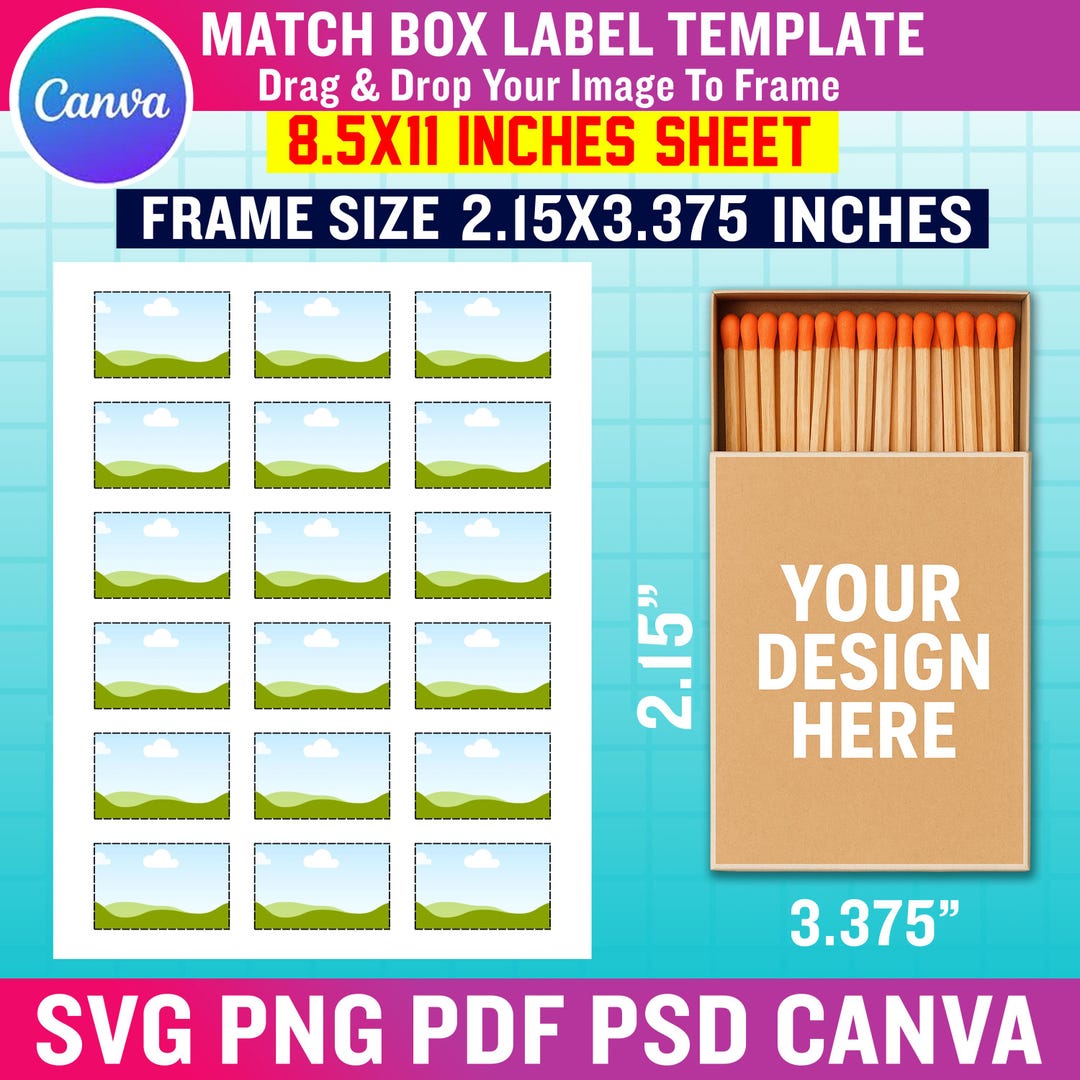 Matchbox Label Template | Match Book SVG | Blank Matchbox Sticker ...
