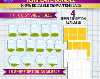 15x Printable Tag Template Bundle, Editable Canva Tag Templates Gift, Product & Thank You Tags | SVG PNG PDF Digital | Small Business Labels