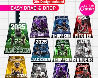 20x Football Cowbell Canva Templates | Custom Cowbell Designs | Editable Game Day Spirit Canva Templates | Drag & Drop Digital Download