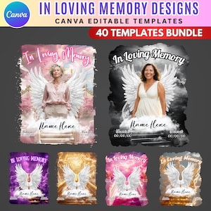 40x In Loving Memory Template Bundle,Canva T-shirt Sublimation For Funeral & Remembrance, Canva Memorial T-shirt, RIP T Shirt Design