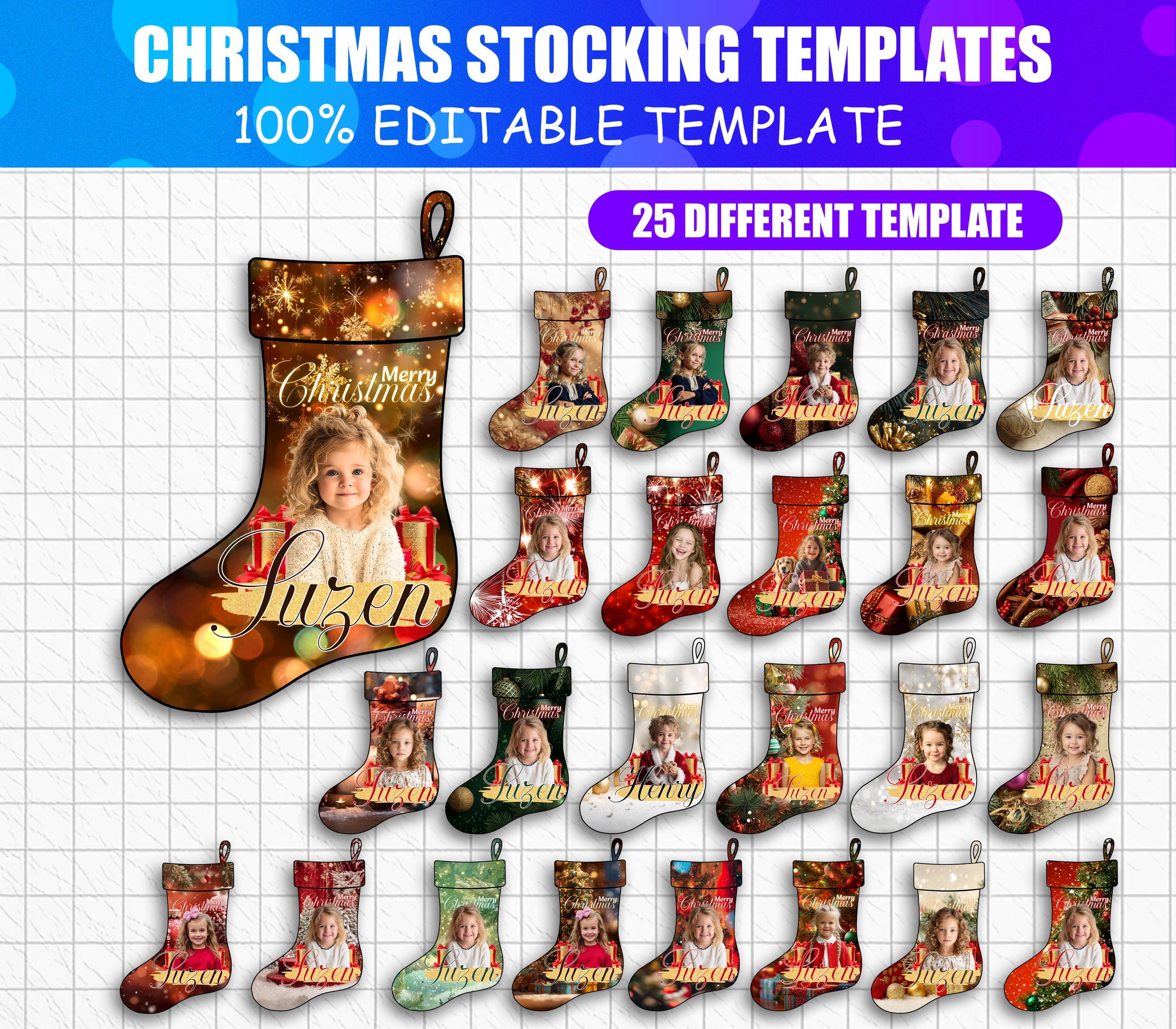 Stocking Cap Editable 25x Christmas Stocking Templates | Canva Editable Designs | Drop & Drag ...