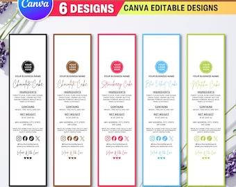 5X Mini Cake Tin Label Template | Editable Bakery Sticker | Printable Mini Loaf Cake Tag | Cottage Law Business Canva Template