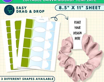 Scrunchie Tag Editable Template | Scrunchie Label Canva Template | Holder Hang Tags Printable Label SVG Cut File