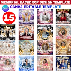 15x Memorial Backdrop Canva Template Design, In Loving Memory Diseplay Banner, Memorial Photo Display, Celebration of Life Backdrop Sign