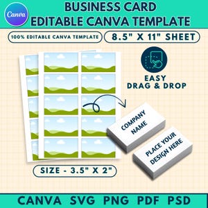Business Card Template, 3.5”x2” Business Card Template, Business Card Svg Png PSD, Blank Business Card, Canva Editable, DIY Business Card