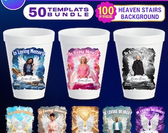 50x Memorial Styrofoam Cup Sticker Template, In Loving Memory Styrofoam Cup Label, Editable Styrofoam Cup, Canva Editable Custom Party Cup
