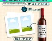 750ML Wine Label Template, Wine Bottle Labels, Wine Label Svg, DIY Wine Bottle Tag, Canva Editable Wine Sticker, Party Favor Printable