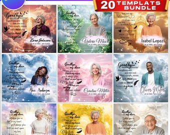 20x Memorial Canva Editable Designs, In Loving Memory Template, Goodbyes Are Not Forever Poem, Add Your Own Photo Rest in Peace Digital File