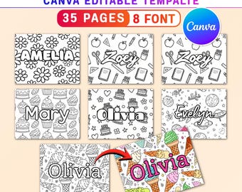 30x Custom Name Coloring Pages | Kids Activity Sheets 8.5inch X 11inch | Name Color Pages for Adults & Kids Digital Download