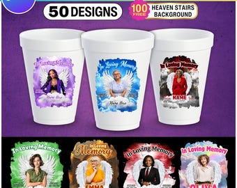 50x Memorial Styrofoam Cup Canva Templates, In Loving Memory Cup Label Design, Editable Celebration of Life Styrofoam Cup, Funeral Favor