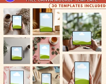 30x Ebook Tablet Mockup Bundle | iPad & Kindle Bookstagram Canva Template | Aesthetic Flat Lay Mockups, Easy Drag And Drop Template