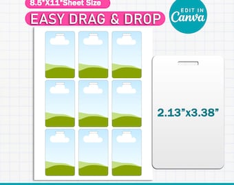 ID Badge Template | Editable Staff Name Badge | Office ID Card Canva Template | Printable Diy Badge | Work Pass & ID Tag Design Psd Svg Png