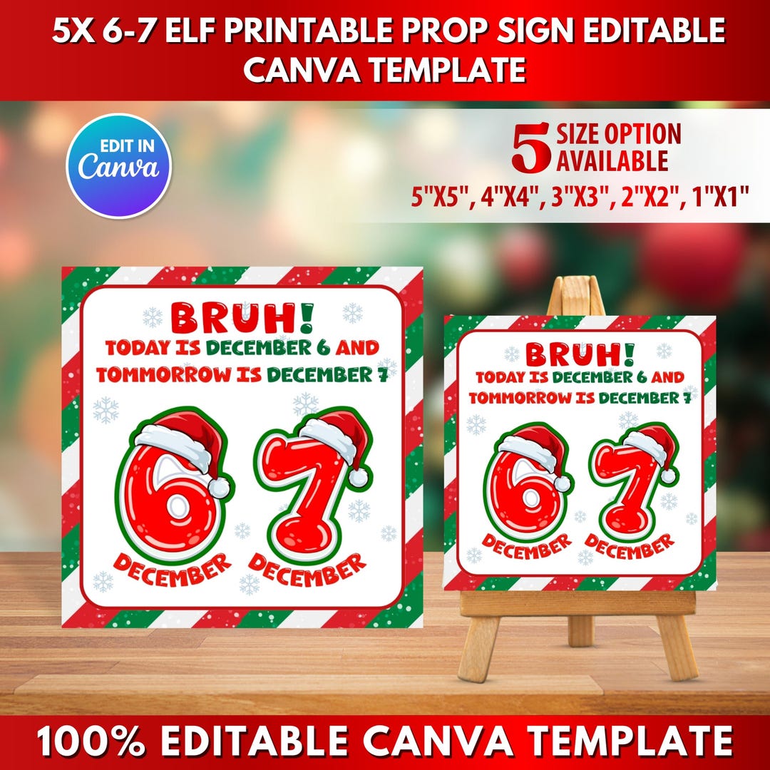 67 Printable Elf Prop Six Seven Funny Meme Christmas Trending 67
