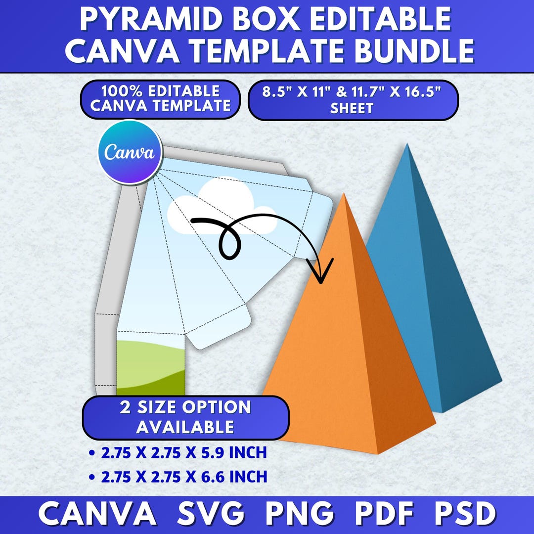 2x Pyramid Box Template Bundle | Gift & Favor Box SVG | Birthday Party ...