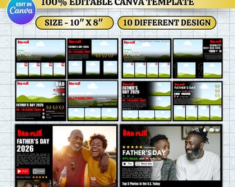 10x DADFLIX Canva Editable Template | Father’s Day Movie Poster Bundle | "Best Dad Ever" Collage Designs | Dadflix Streaming Parody |