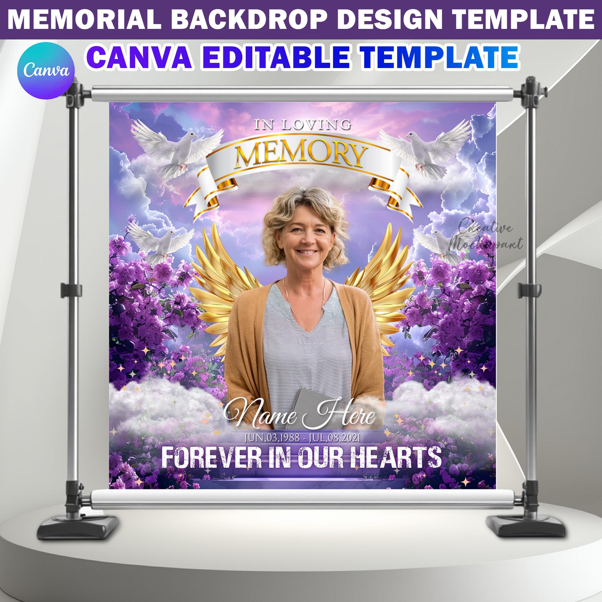 15x Memorial Backdrop Canva Template Design, in Loving Memory Diseplay ...
