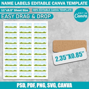 Name Labels Canva Template | Editable School Supply Label SVG | Back to School Printable Tag & Sticker Design, Back to School Label Template